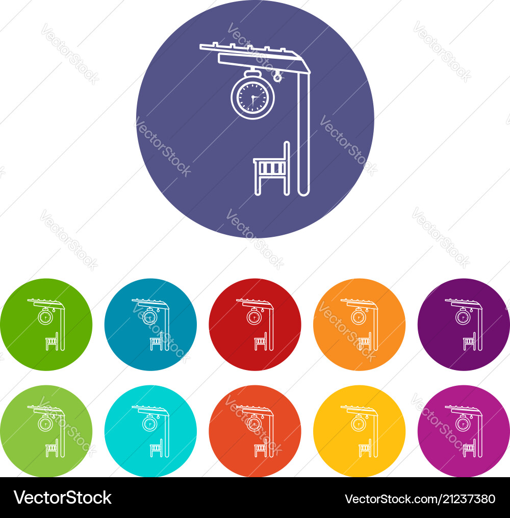 Platform railway icons set color Platform railway icons set color vector image