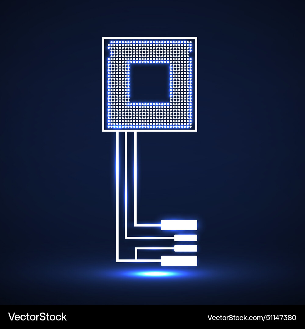 Technology key with glowing circuit board and cpu vector image