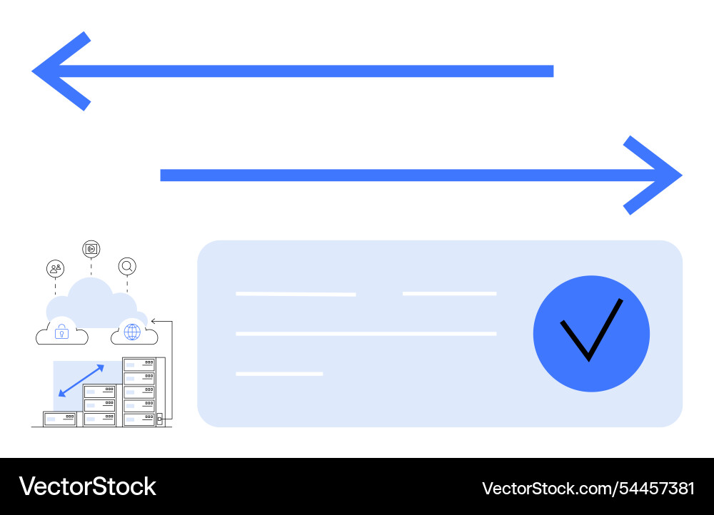 Cloud data transfer with verification Cloud data transfer with verification vector image
