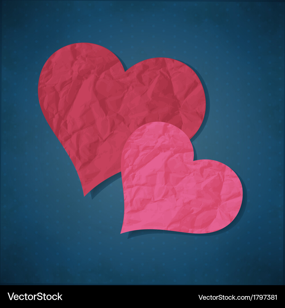 Crumpled Paper Hearts Vector Image