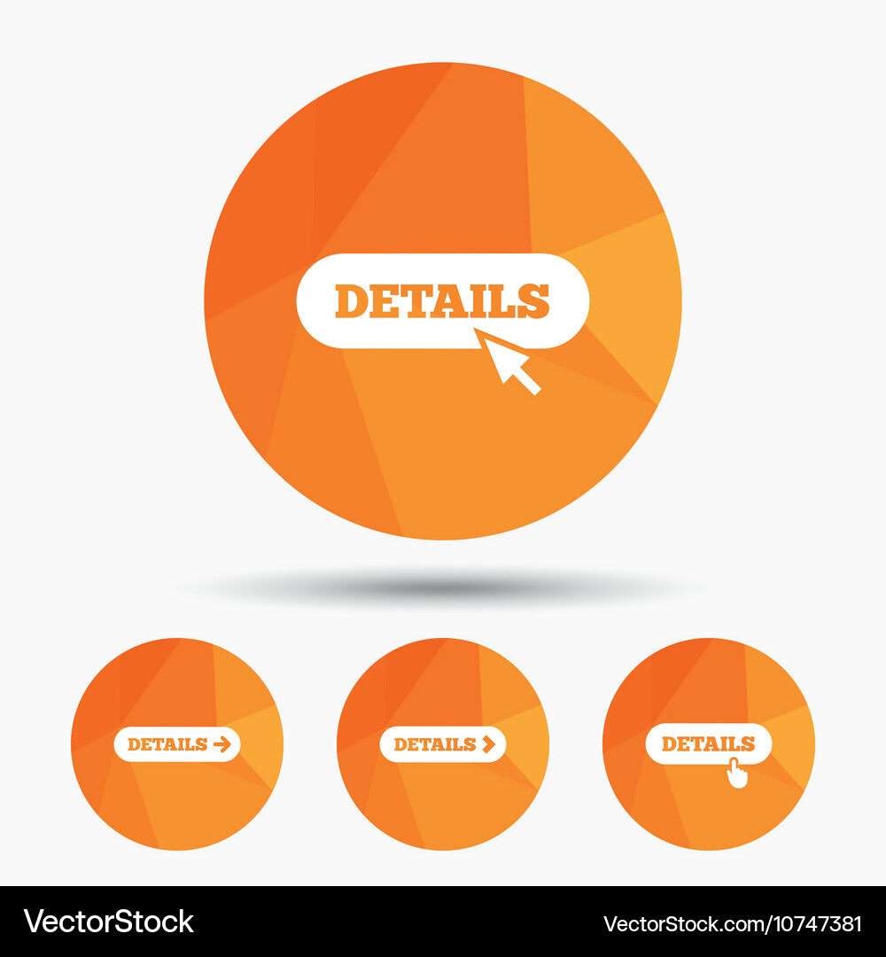 Details with arrow more symbol and cursor Vector Image