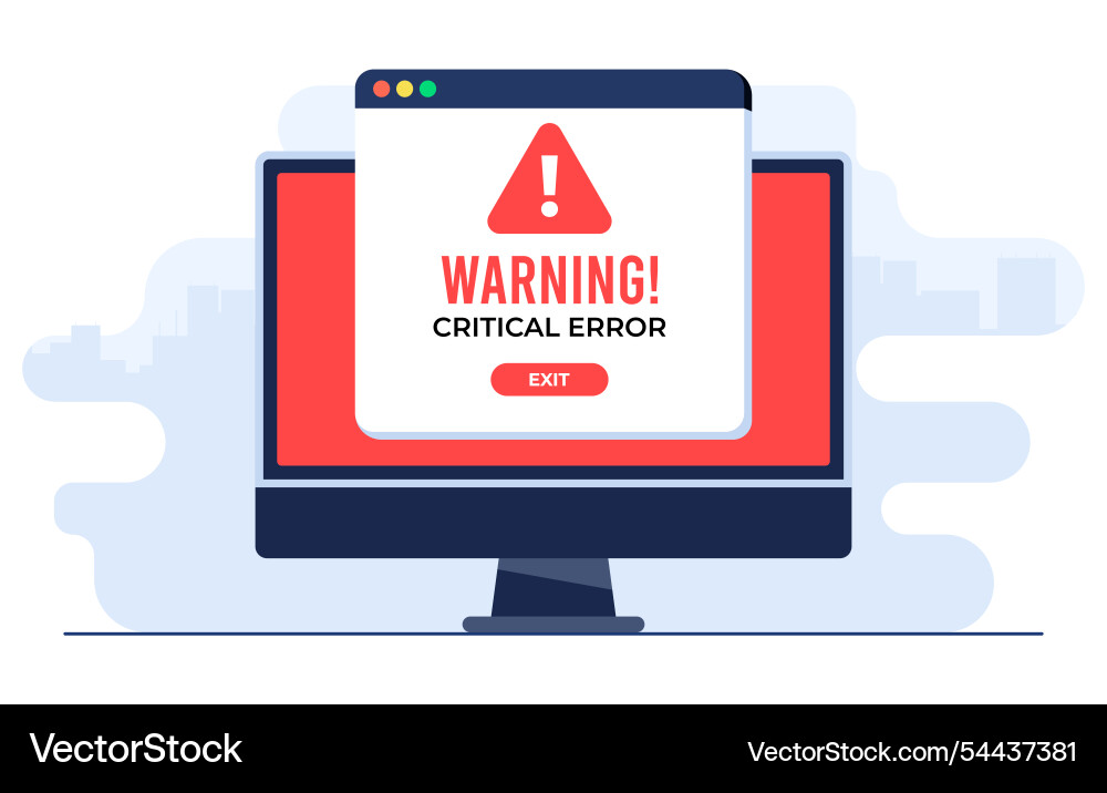 Exclamation point icon on computer screen system Exclamation point icon on computer screen system vector image