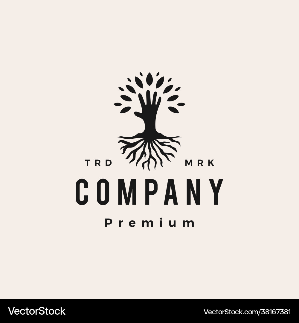 Hand Tree Root Logo - Nature & Growth vector image