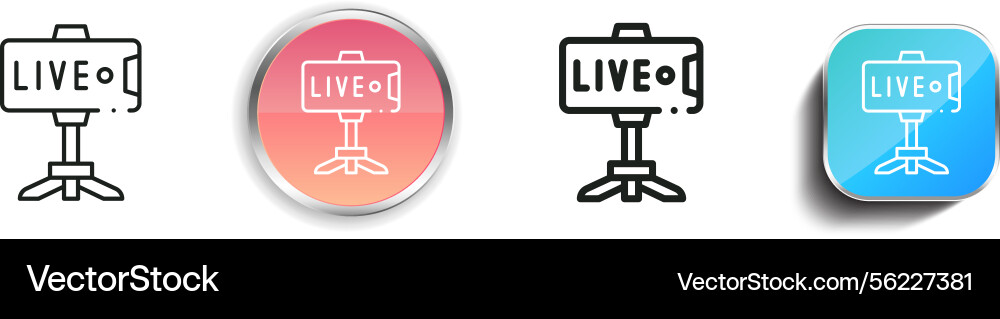 Live stream icon thin linear regular and button vector image