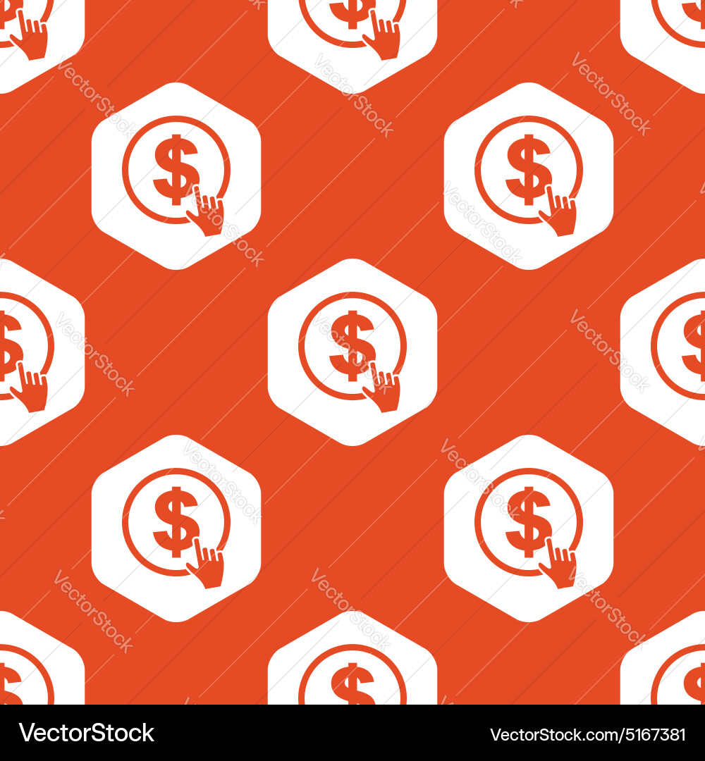 Orange hexagon dollar click pattern vector image