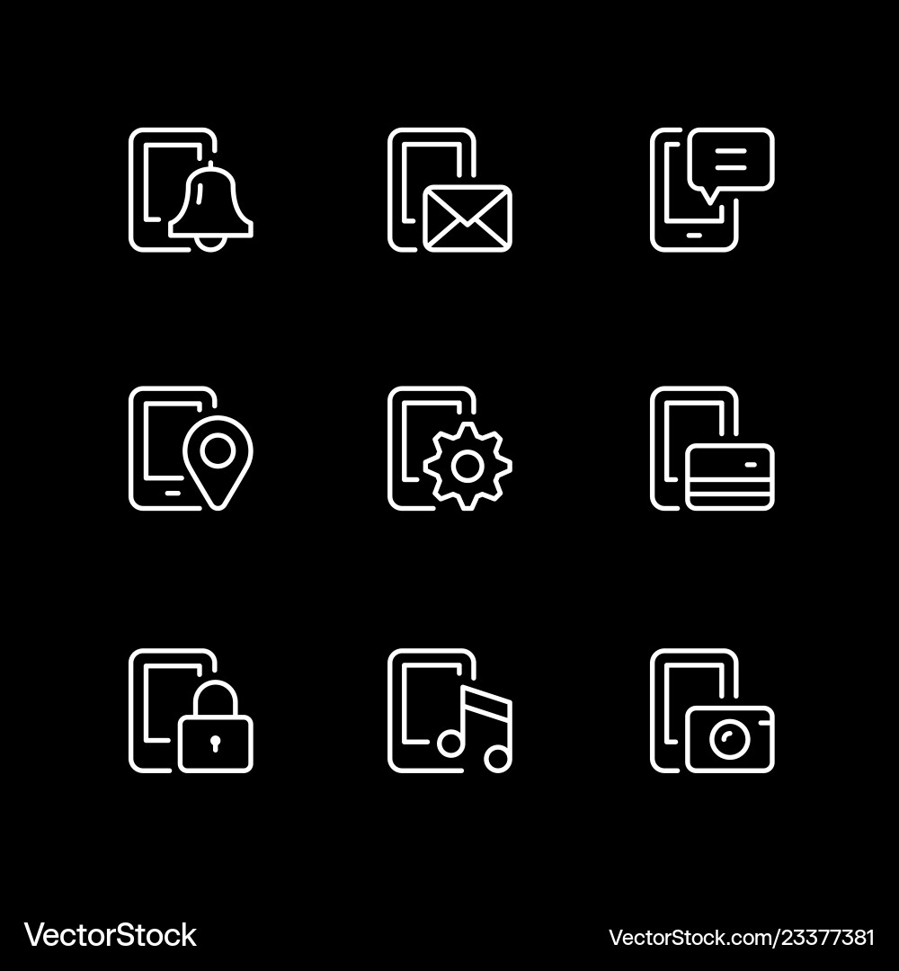 Set line icons of mobile phone functions Set line icons of mobile phone functions Vector Image