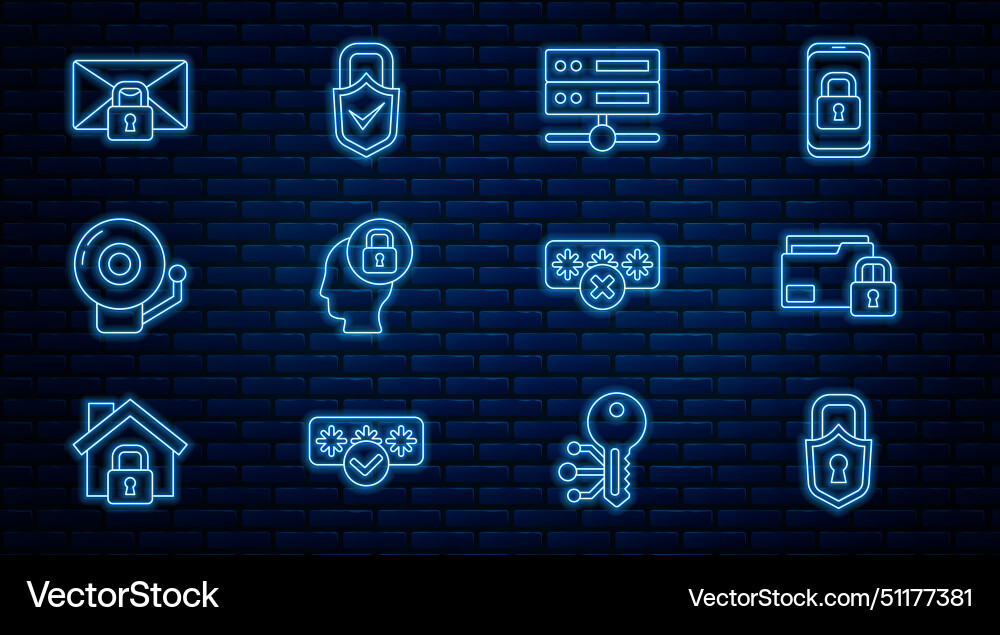 Set line lock folder and server data web Set line lock folder and server data web vector image