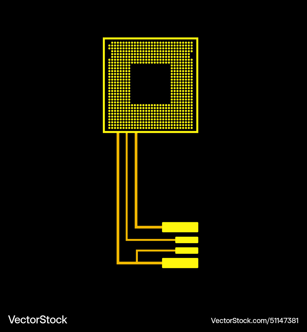 Technology key with glowing circuit board and cpu Technology key with glowing circuit board and cpu Vector Image