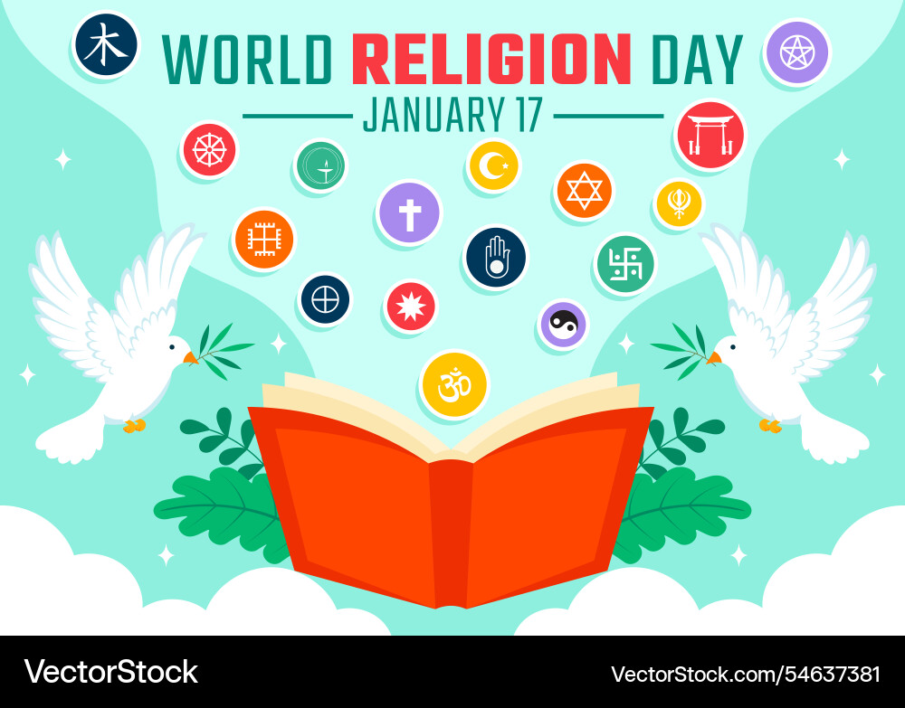 World religion day on 17 january with symbol World religion day on 17 january with symbol vector image