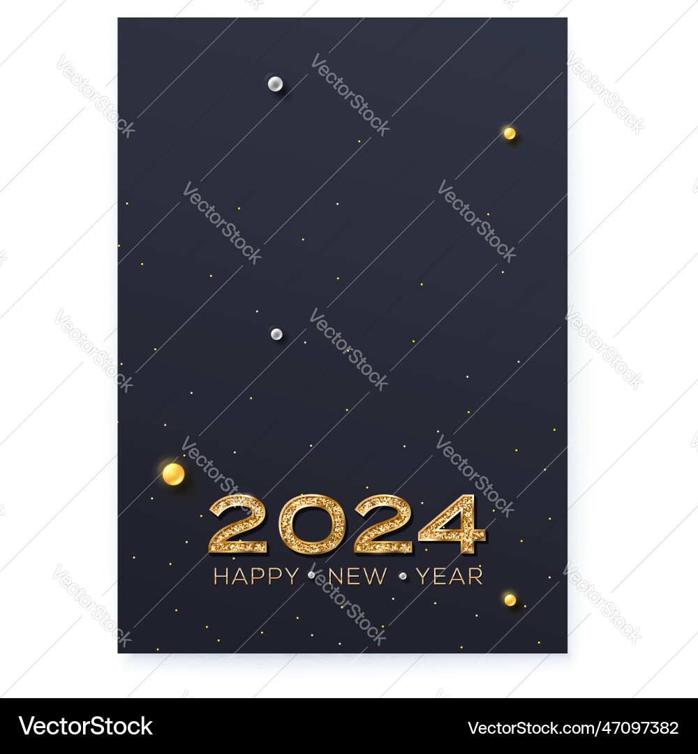 Happy new year 2024 glittering numbers decorated Vector Image