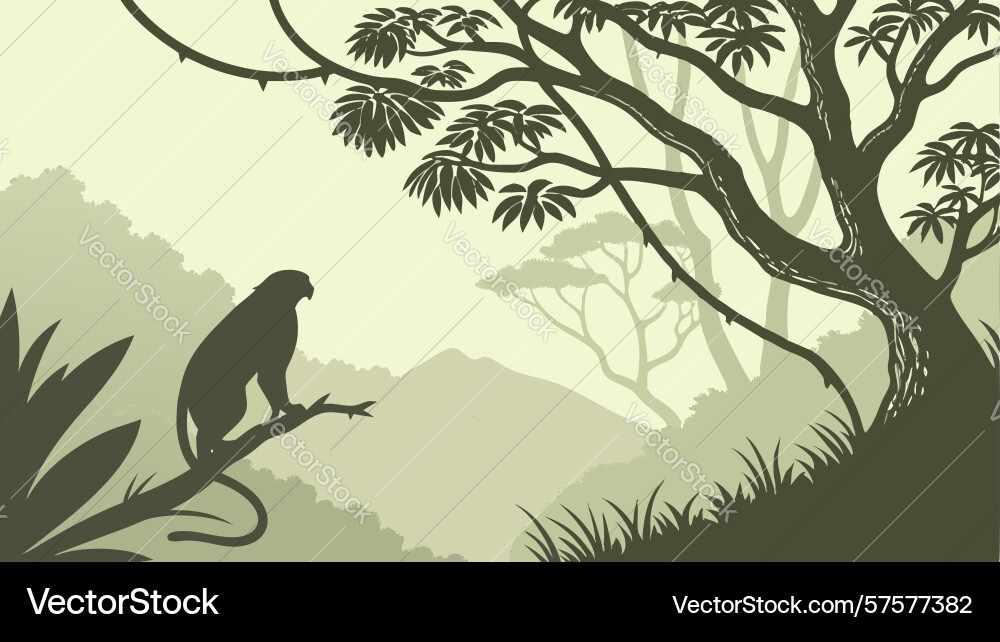 Monkey perched on tree branch in jungle design Vector Image