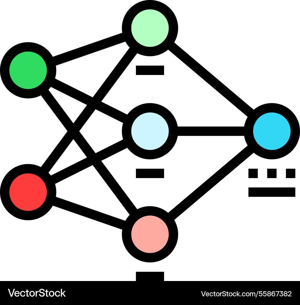 Neural network diagram machine learning color icon vector image