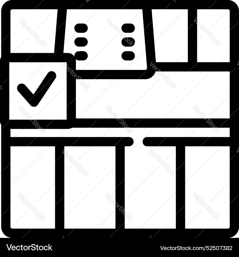 Online survey form with a check mark indicating Vector Image