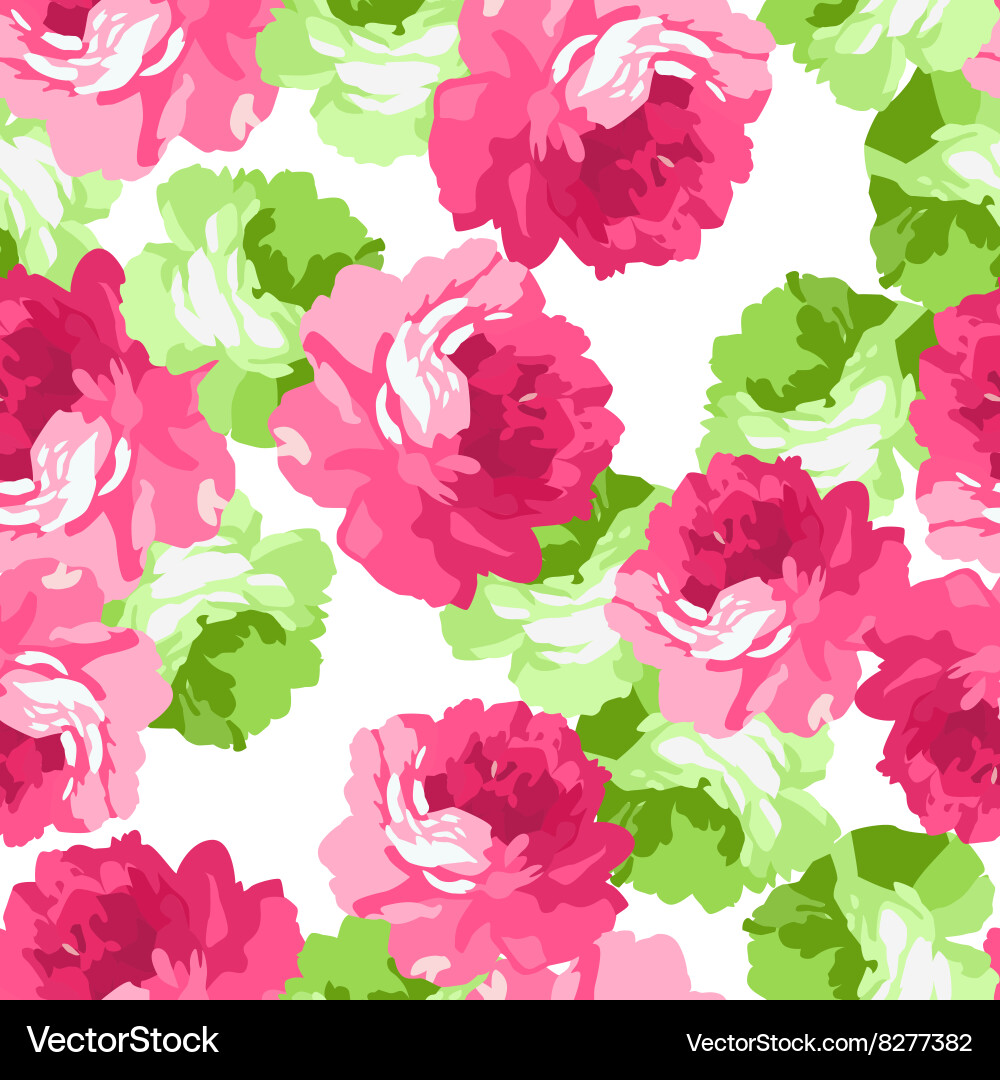 Pink Rose Seamless Floral Pattern Vector Image