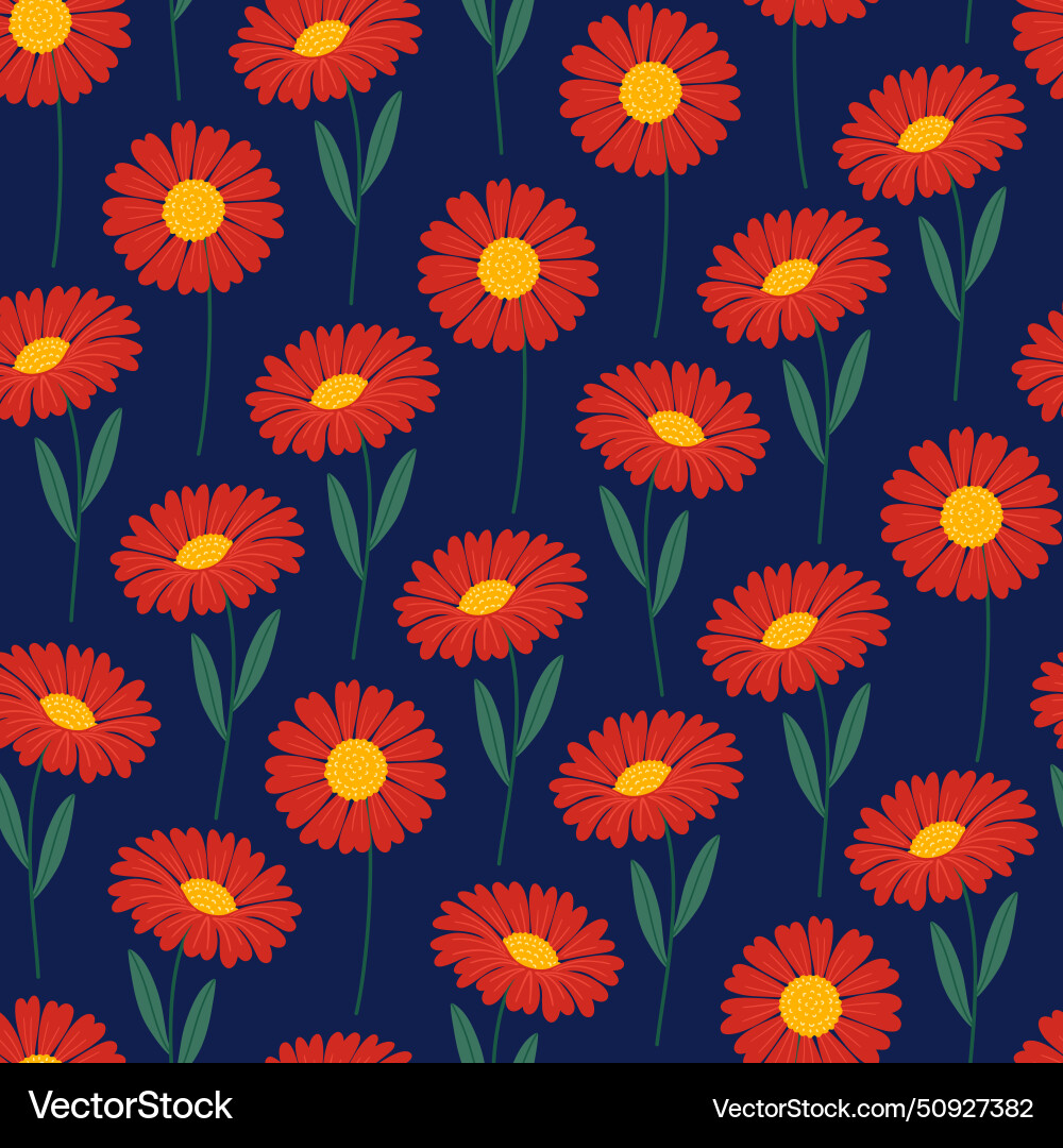 Seamless pattern with red gerbera flowers Vector Image