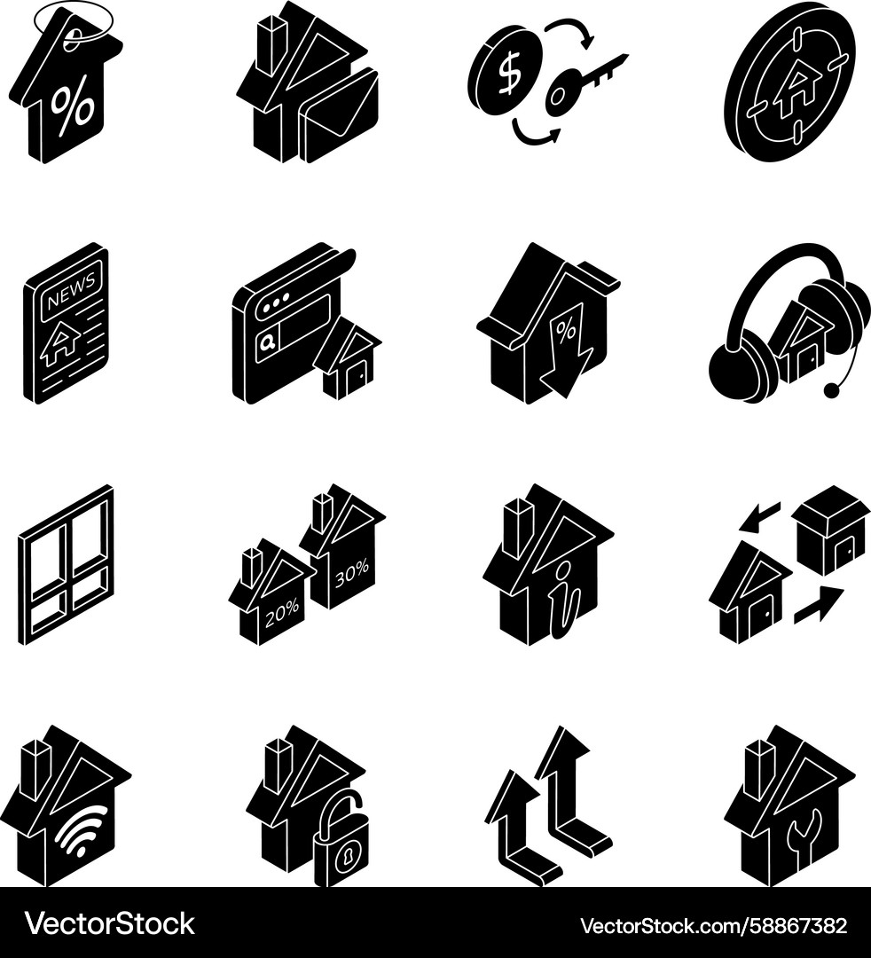 Set of architecture solid icons Vector Image