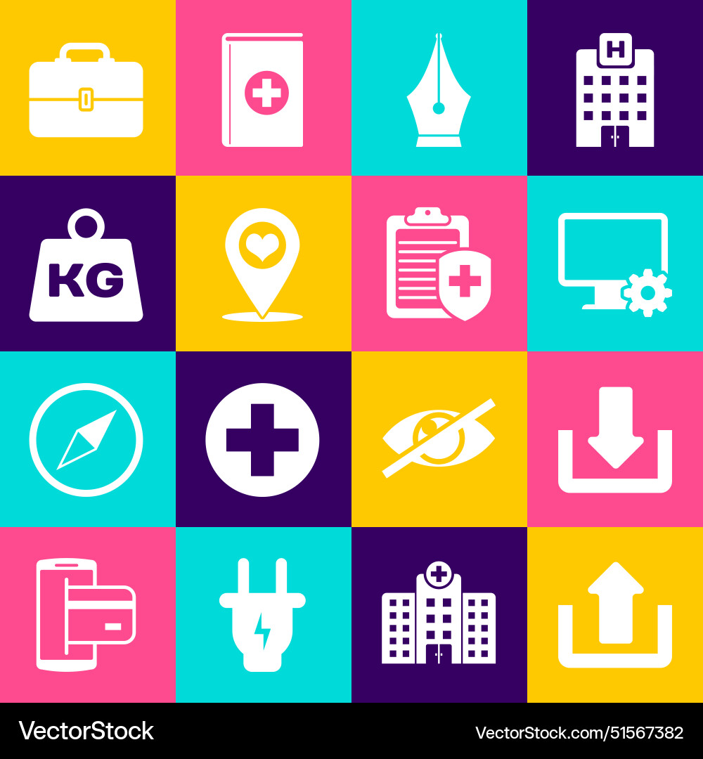 Set upload download computer monitor and gear vector image