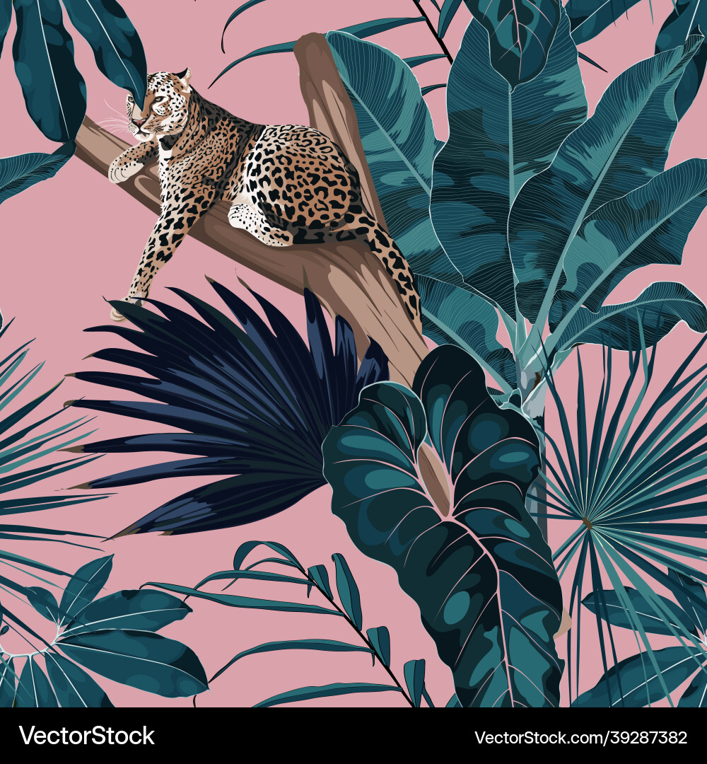 Tropische Blumentiger Muster Vektorbild