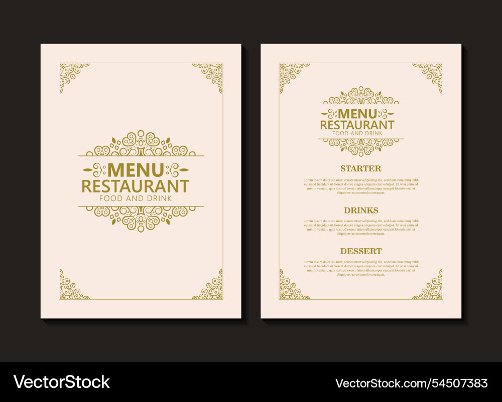 Classic menu layout with ornamental elements Vector Image