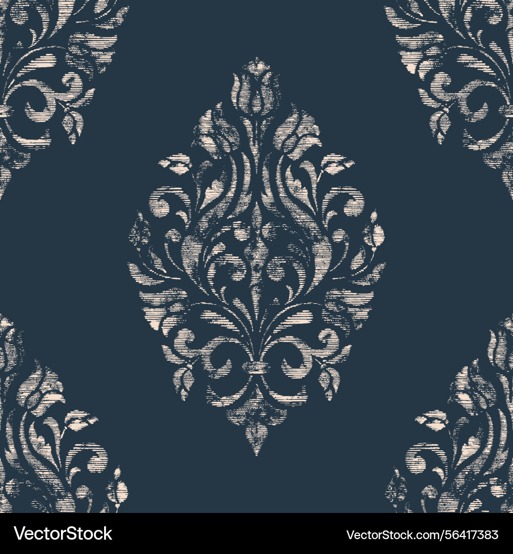 Damask seamless pattern element with brush strokes Damask seamless pattern element with brush strokes vector image