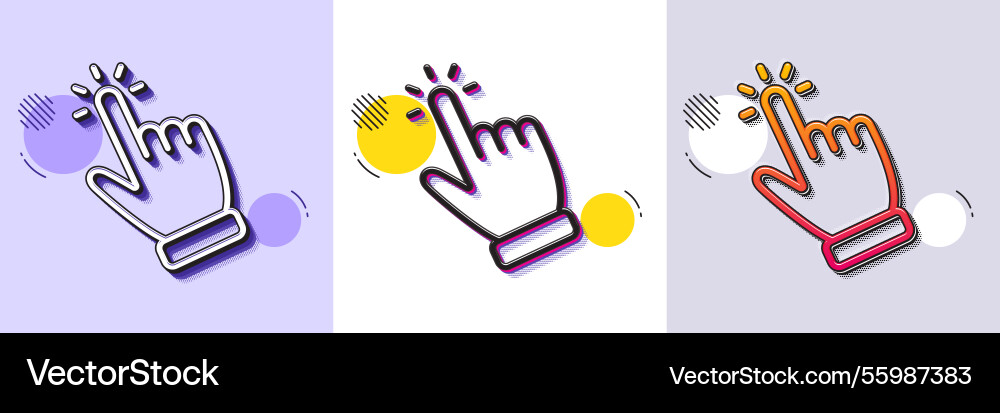 Hand cursor line icon click action sign halftone Hand cursor line icon click action sign halftone vector image