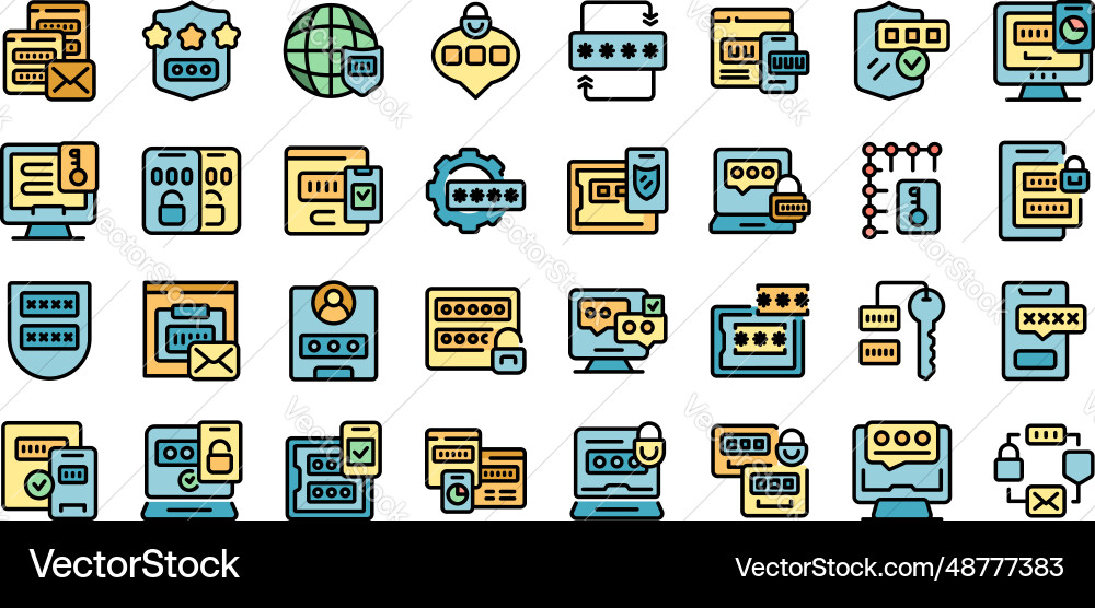 Multi factor authentication icons set color Multi factor authentication icons set color vector image