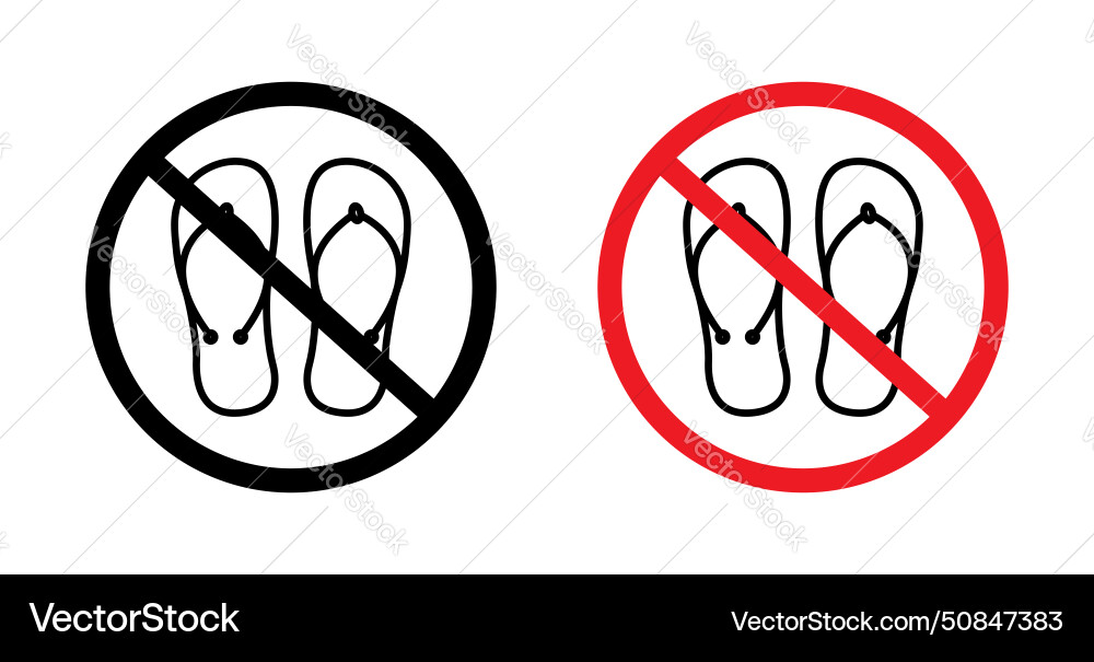 No sandals sign slipper not allowed symbol off Vector Image