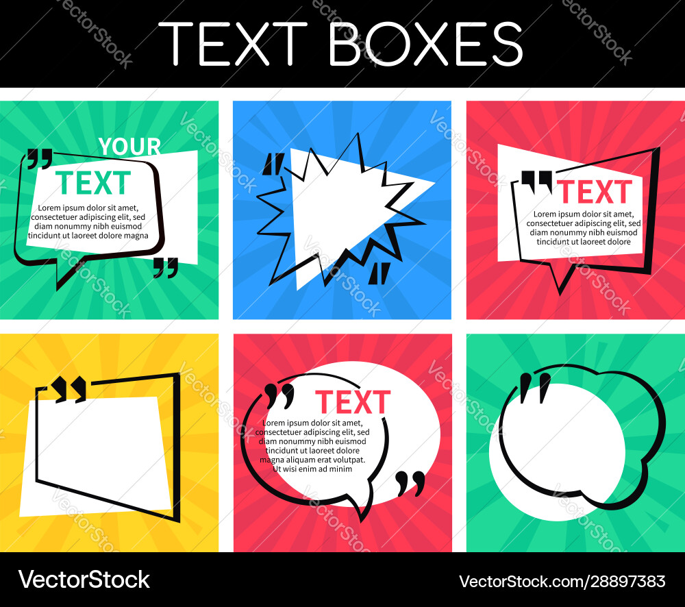 Text boxes collection - set elements Text boxes collection - set elements vector image