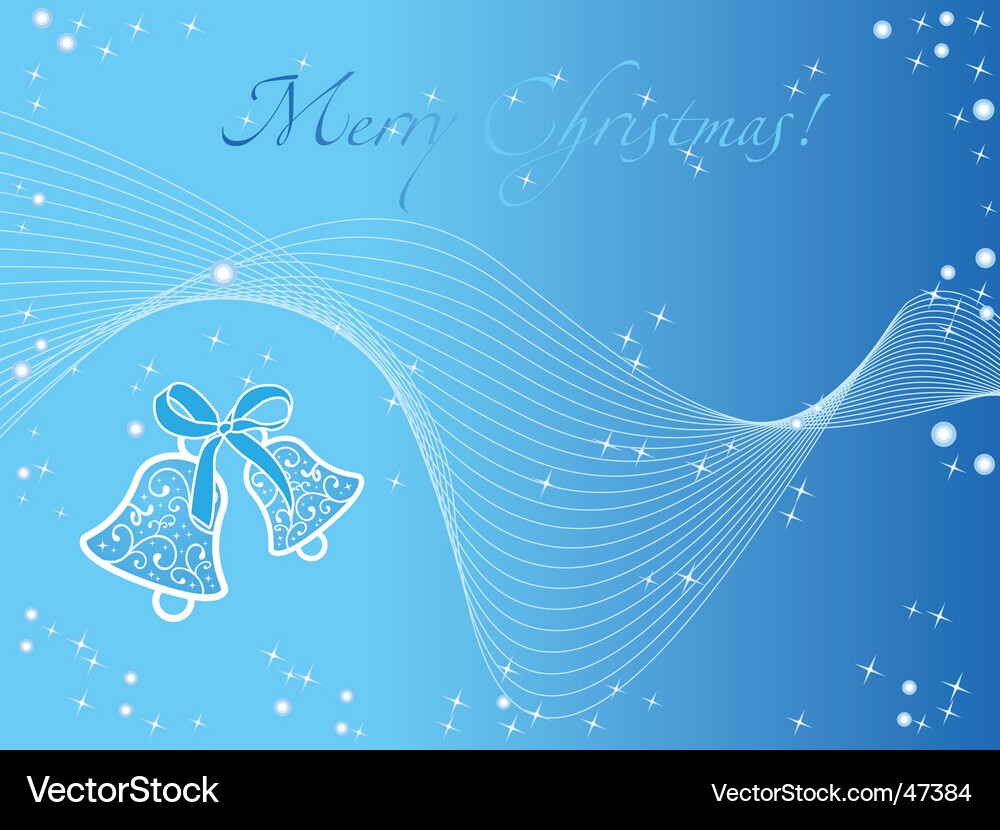 Blue christmas wallpaper with bells Vector Image