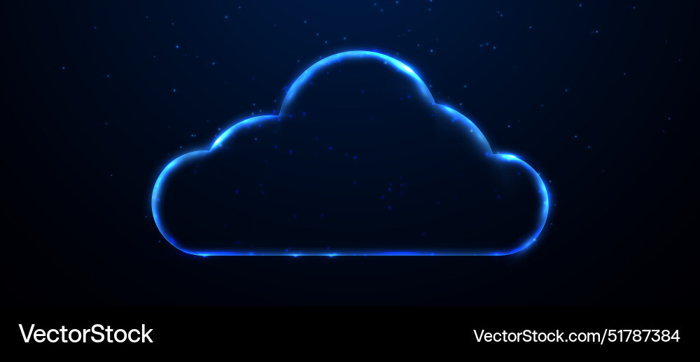 Cloud icon glowing wireframe linear and mesh Cloud icon glowing wireframe linear and mesh vector image