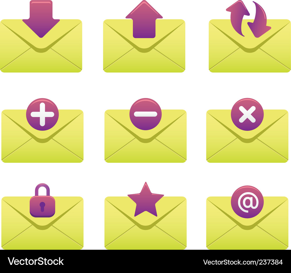 Internet icons envelopes Vector Image