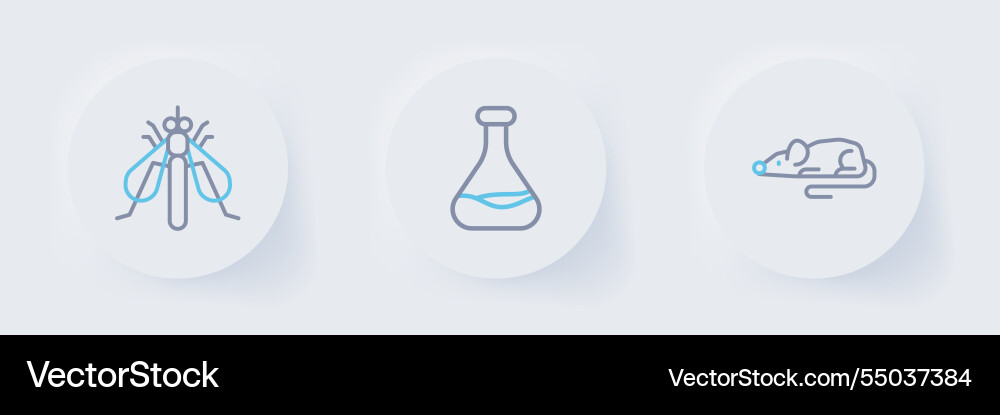 Set line experimental mouse test tube and flask Set line experimental mouse test tube and flask vector image