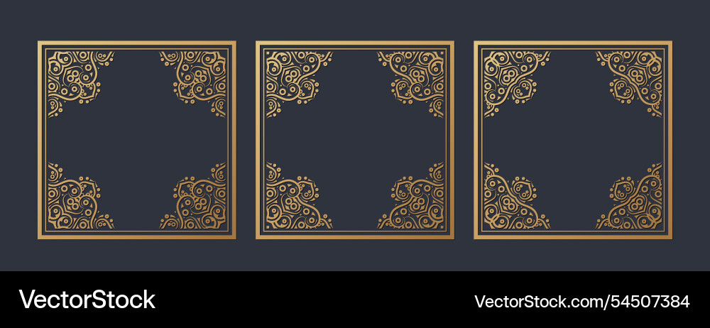 Set of gold decorative frame design background Vector Image