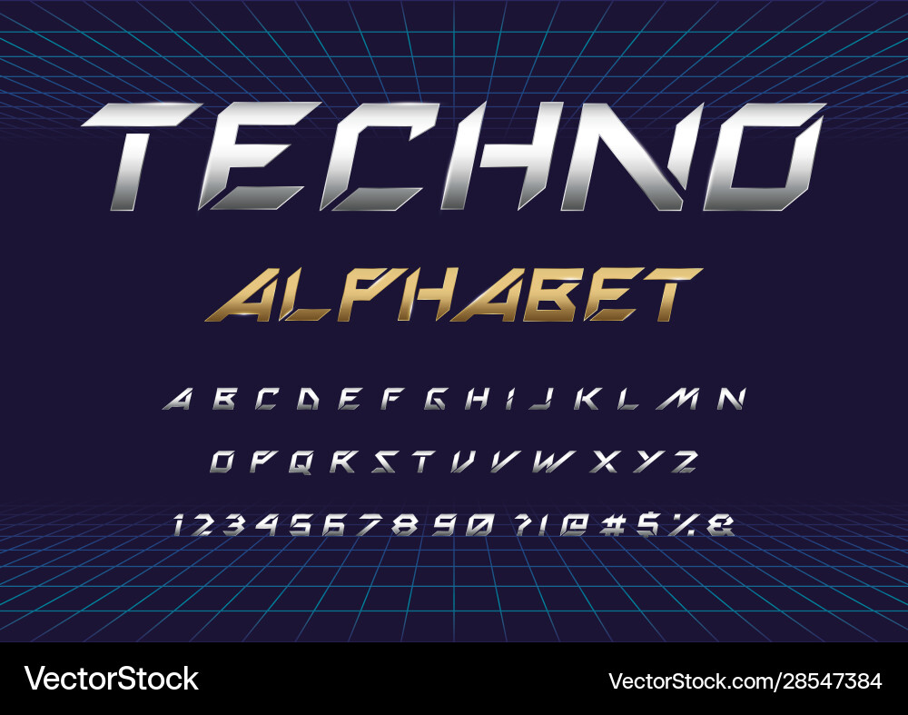 Techno font Techno font vector image