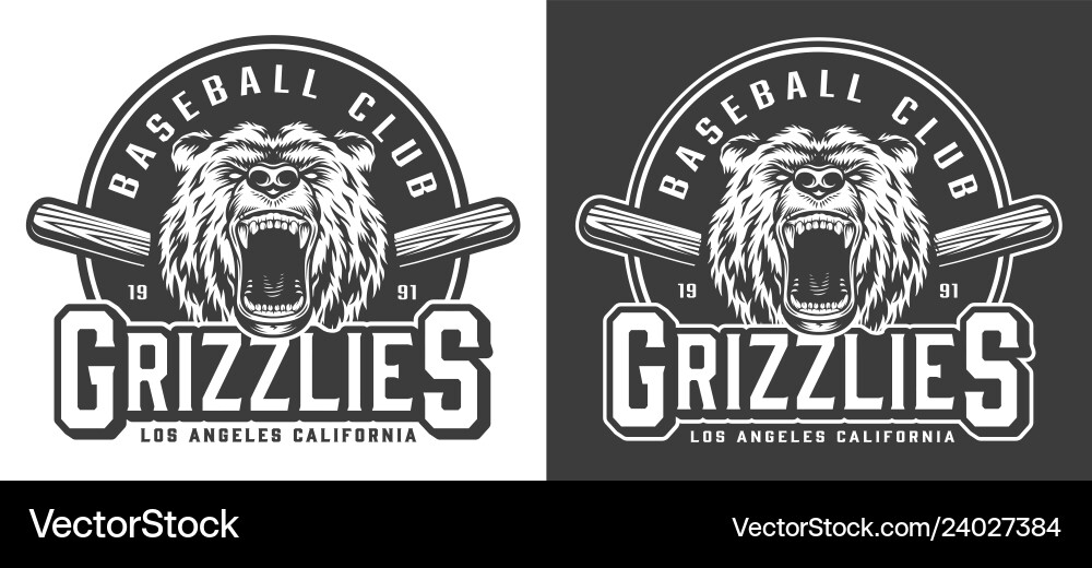 Vintage monochrome aggressive bear mascot emblem Vintage monochrome aggressive bear mascot emblem vector image