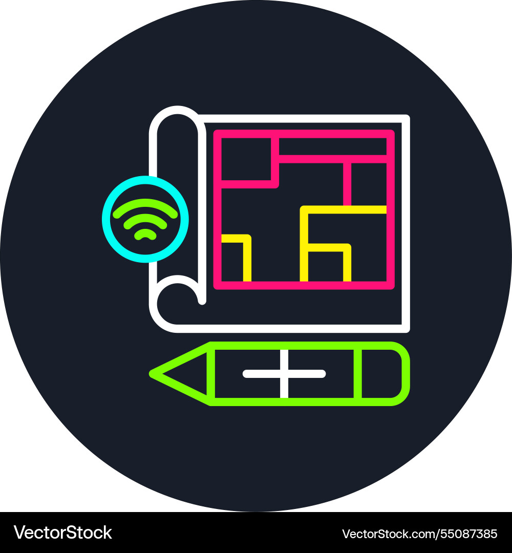 Blueprint line multi color icon Vector Image