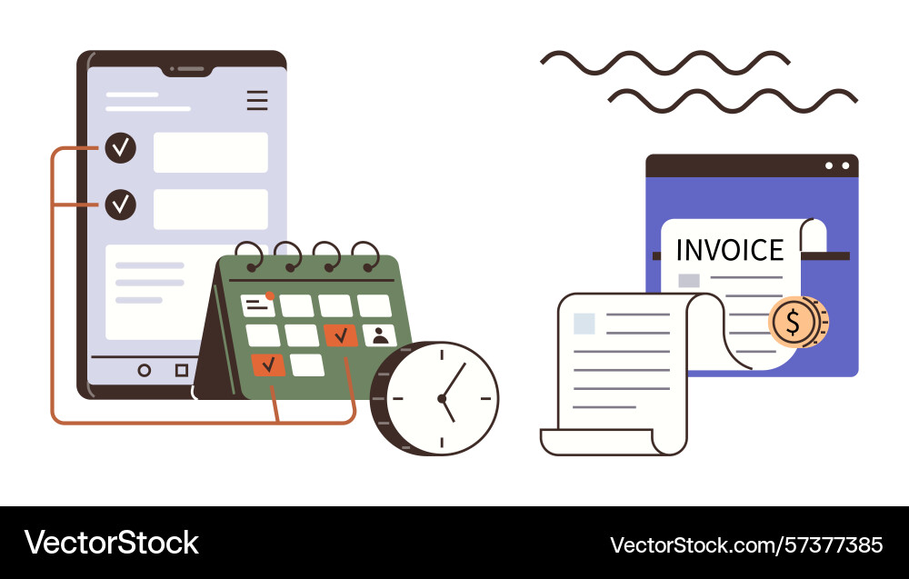 Digital task management system with calendar vector image
