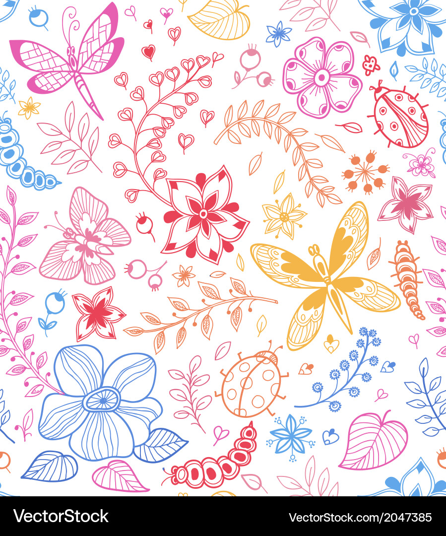 Floral Butterfly Seamless Pattern Vector Image