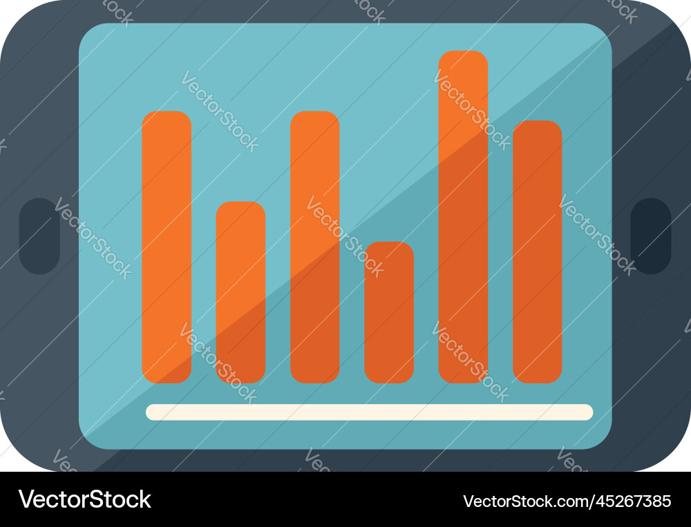 Graph chart tablet icon flat document Vector Image