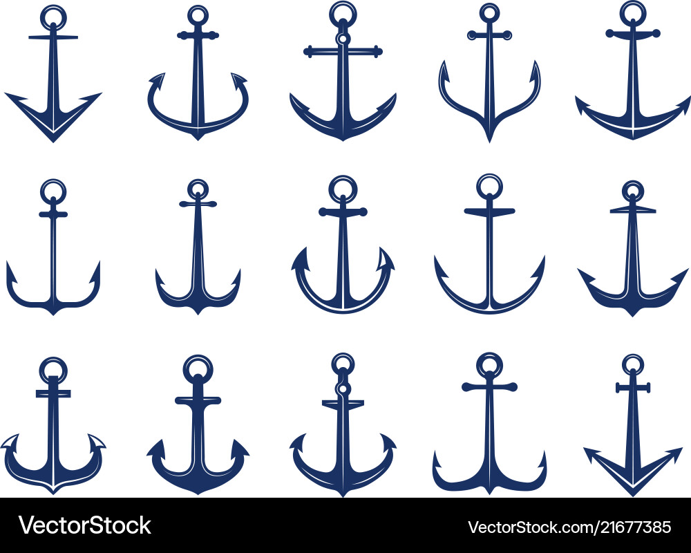 Marine anchor icons designs of navy symbols Marine anchor icons designs of navy symbols vector image