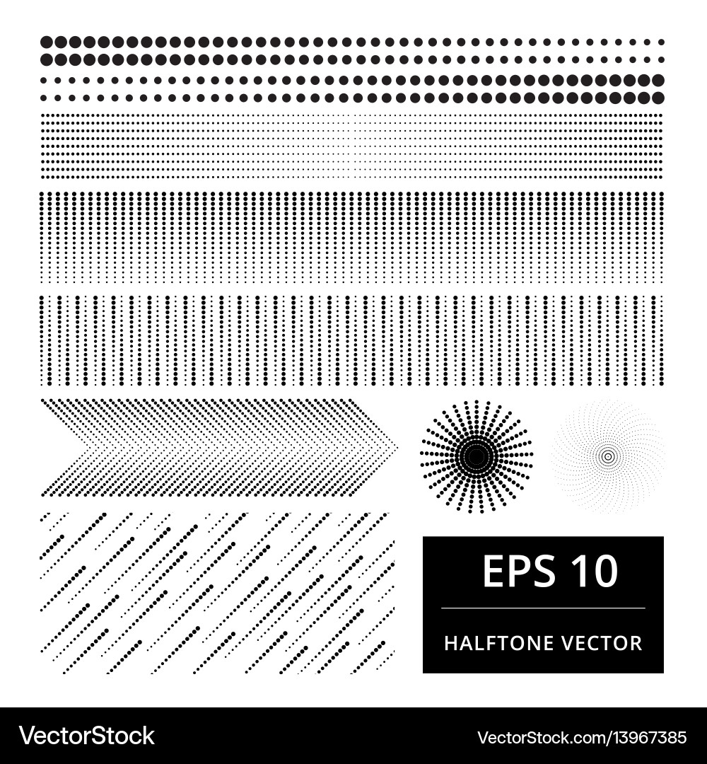 Set of abstract halftone element vector image