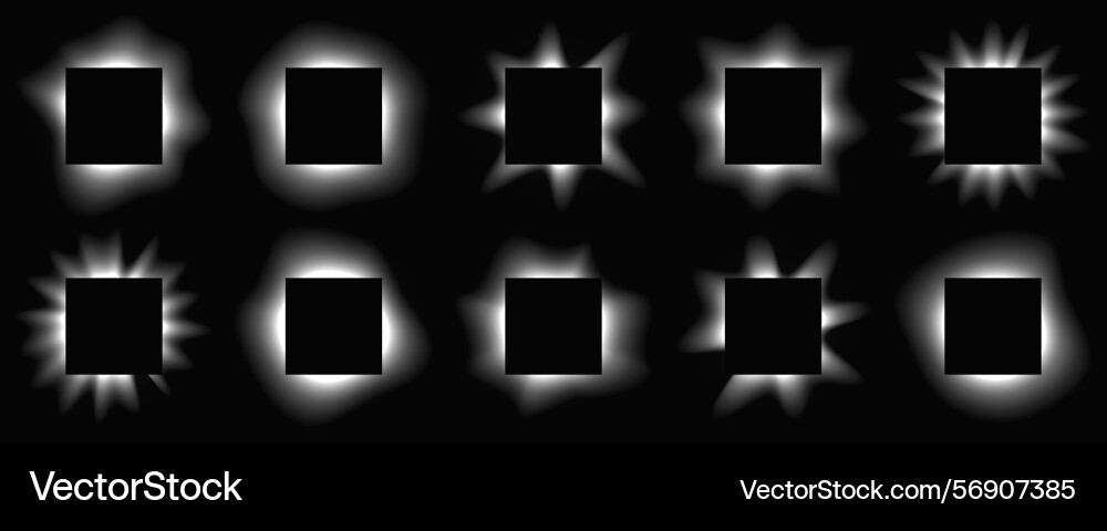 Set of square illuminate light frames Vector Image