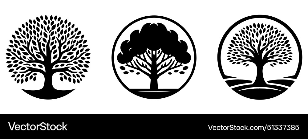 Tree logo design set of isolated icons Tree logo design set of isolated icons vector image