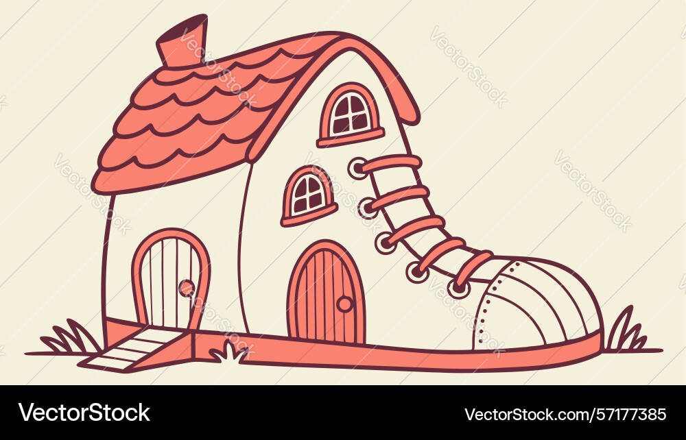 Whimsical boot-shaped home with path design vector image
