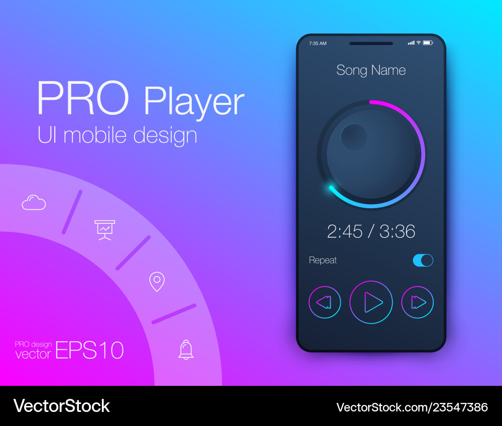 Audio Player UI Templates - EPS10 vector image