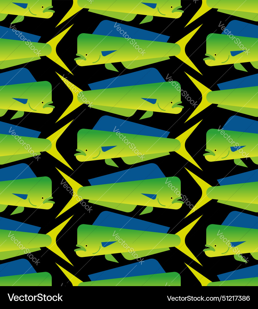 Dorado fish pattern seamless mahi background Dorado fish pattern seamless mahi background vector image