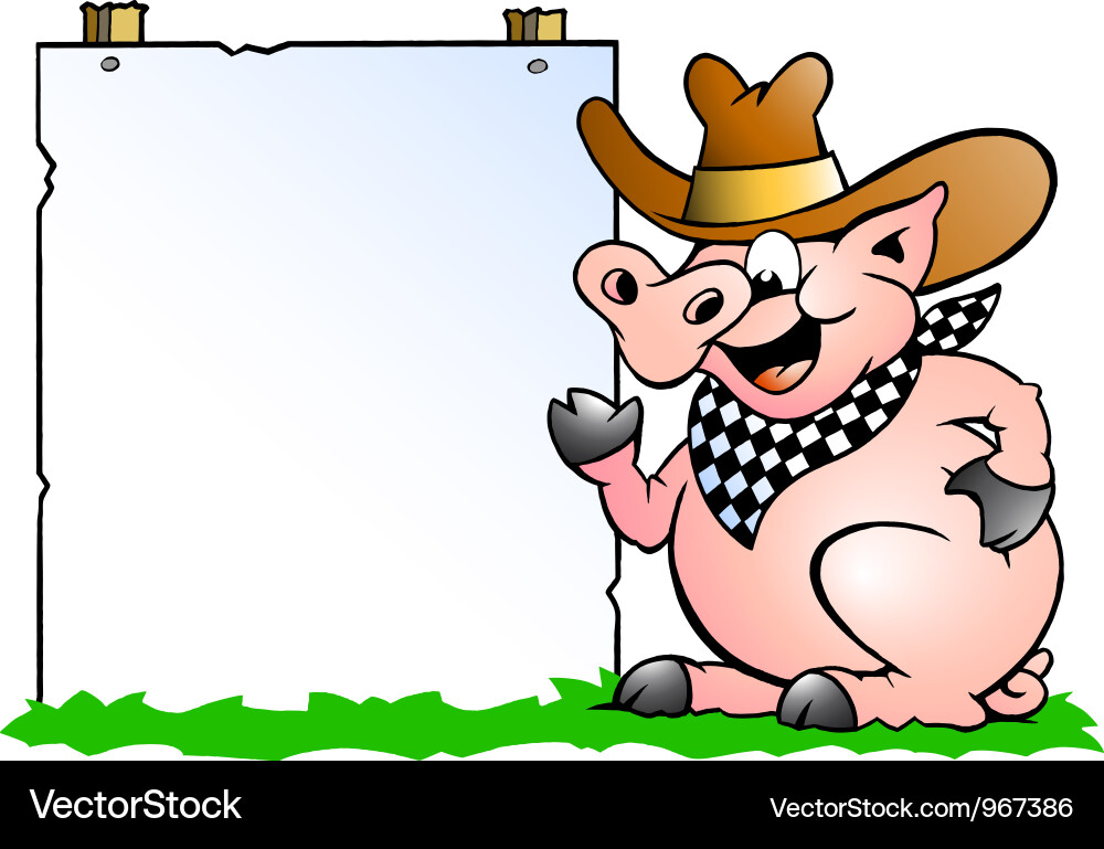 Süße Schwein Chef mit BBQ Sign Vektorbild