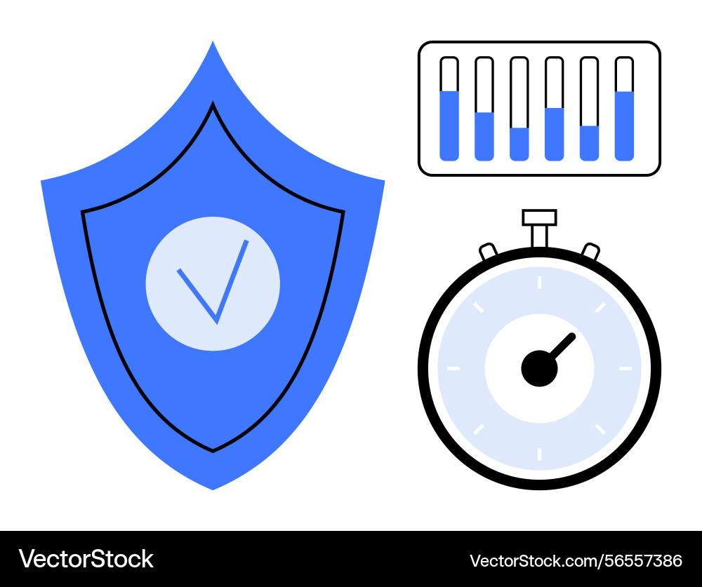 Shield with checkmark progress bars Shield with checkmark progress bars vector image