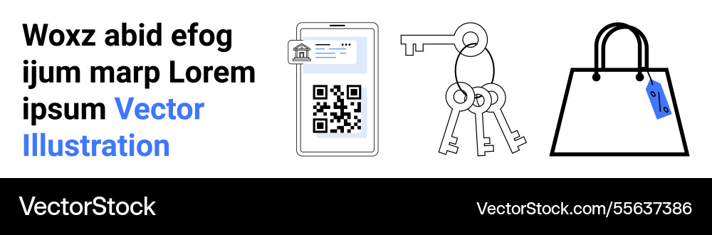 Smartphone qr code keychain with keys Smartphone qr code keychain with keys vector image