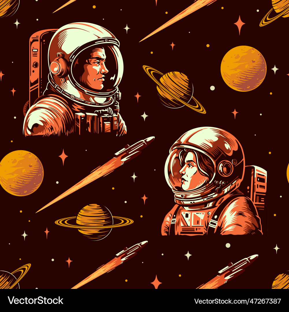 Astronaut Team Spacesuit Pattern vector image